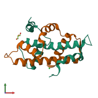 PDB entry 4wv4 coloured by chain, front view.