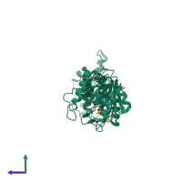 PDB entry 4wvl coloured by chain, side view.