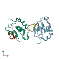 PDB entry 4wvt coloured by chain, front view.