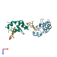 PDB entry 4wvt coloured by chain, top view.