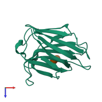 PDB entry 4wvv coloured by chain, top view.