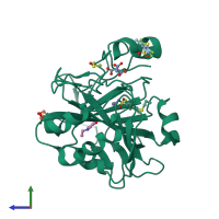 PDB entry 4ww6 coloured by chain, side view.