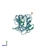 PDB entry 4wwm coloured by chain, side view.