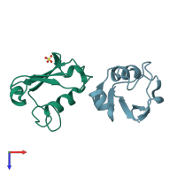 PDB entry 4wwm coloured by chain, top view.