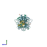 PDB entry 4wwy coloured by chain, side view.