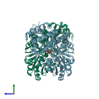 PDB entry 4wxg coloured by chain, side view.