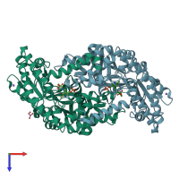 PDB entry 4wxg coloured by chain, top view.