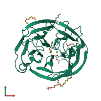 PDB entry 4wxq coloured by chain, front view.