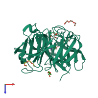 PDB entry 4wxq coloured by chain, top view.