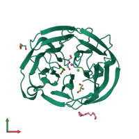 PDB entry 4wxs coloured by chain, front view.