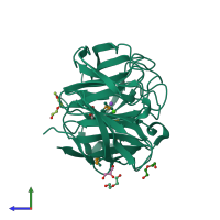 PDB entry 4wxu coloured by chain, side view.