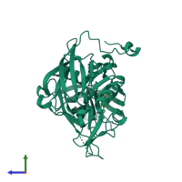 PDB entry 4wy1 coloured by chain, side view.
