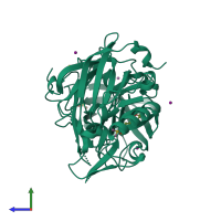 PDB entry 4wy6 coloured by chain, side view.