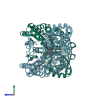 PDB entry 4wye coloured by chain, side view.