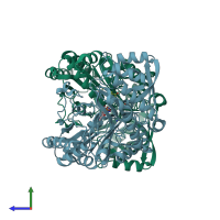 PDB 4wyf coloured by chain and viewed from the side.