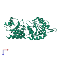 PDB entry 4wyi coloured by chain, top view.