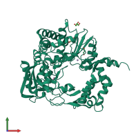 PDB entry 4wyl coloured by chain, front view.