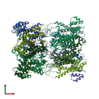 PDB entry 4wym coloured by chain, front view.