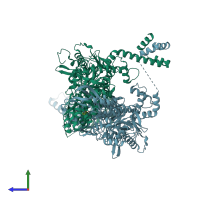 PDB entry 4wyo coloured by chain, side view.