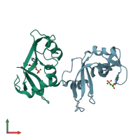 PDB entry 4wyp coloured by chain, front view.