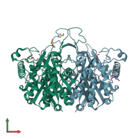PDB entry 4wyr coloured by chain, front view.