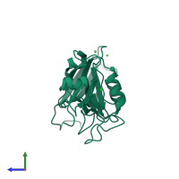 PDB entry 4wyt coloured by chain, side view.