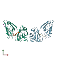 PDB entry 4wyu coloured by chain, front view.