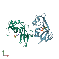 PDB entry 4wyz coloured by chain, front view.