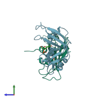 PDB 4wyz coloured by chain and viewed from the side.