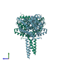 PDB entry 4wzi coloured by chain, side view.