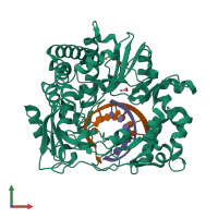 PDB entry 4wzm coloured by chain, front view.