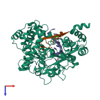 PDB entry 4wzm coloured by chain, top view.