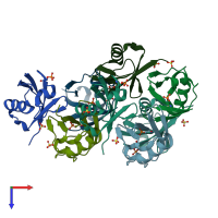 PDB entry 4wzp coloured by chain, top view.