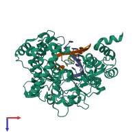 PDB entry 4wzq coloured by chain, top view.