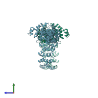 PDB entry 4wzr coloured by chain, side view.