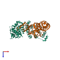 PDB entry 4x0b coloured by chain, top view.