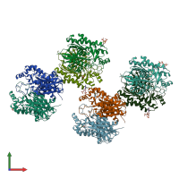 PDB entry 4x0o coloured by chain, front view.