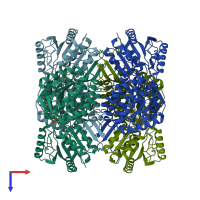 PDB entry 4x0t coloured by chain, top view.