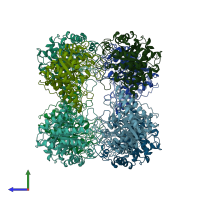 PDB entry 4x0v coloured by chain, side view.