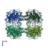 PDB entry 4x0v coloured by chain, top view.