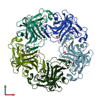 PDB entry 4x11 coloured by chain, front view.