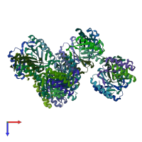 PDB entry 4x19 coloured by chain, top view.