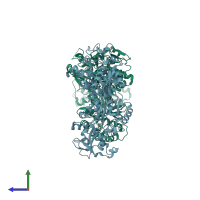 PDB entry 4x1d coloured by chain, side view.