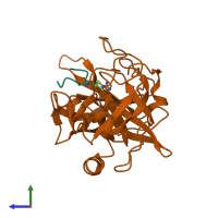 PDB entry 4x1n coloured by chain, side view.