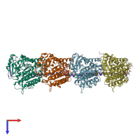 PDB entry 4x1y coloured by chain, top view.