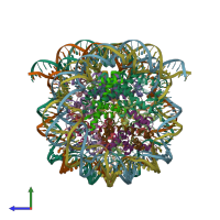 PDB entry 4x23 coloured by chain, side view.