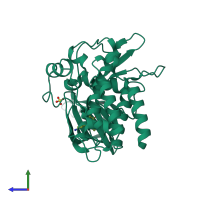 PDB entry 4x2f coloured by chain, side view.