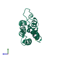 PDB entry 4x2i coloured by chain, side view.