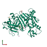 PDB entry 4x2l coloured by chain, front view.