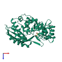 PDB entry 4x2p coloured by chain, top view.